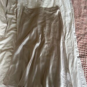 Quince Cream washed silk midi skirt size medium